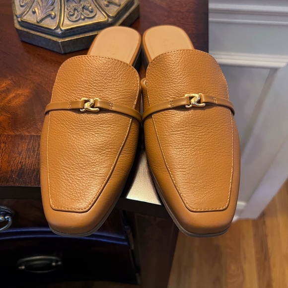 EUC Women's Aerosoles Patchin Leather Flats Mules Shoes Luggage Brown Size 6.5 - Picture 3 of 6